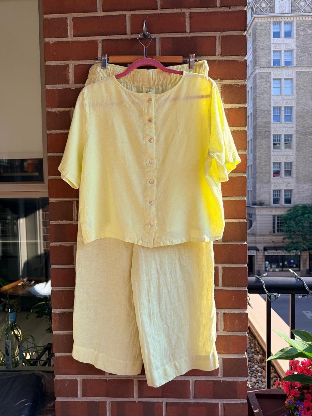 Lime Yellow Mix & Match Linen Set Large EUC - Picture 9 of 14